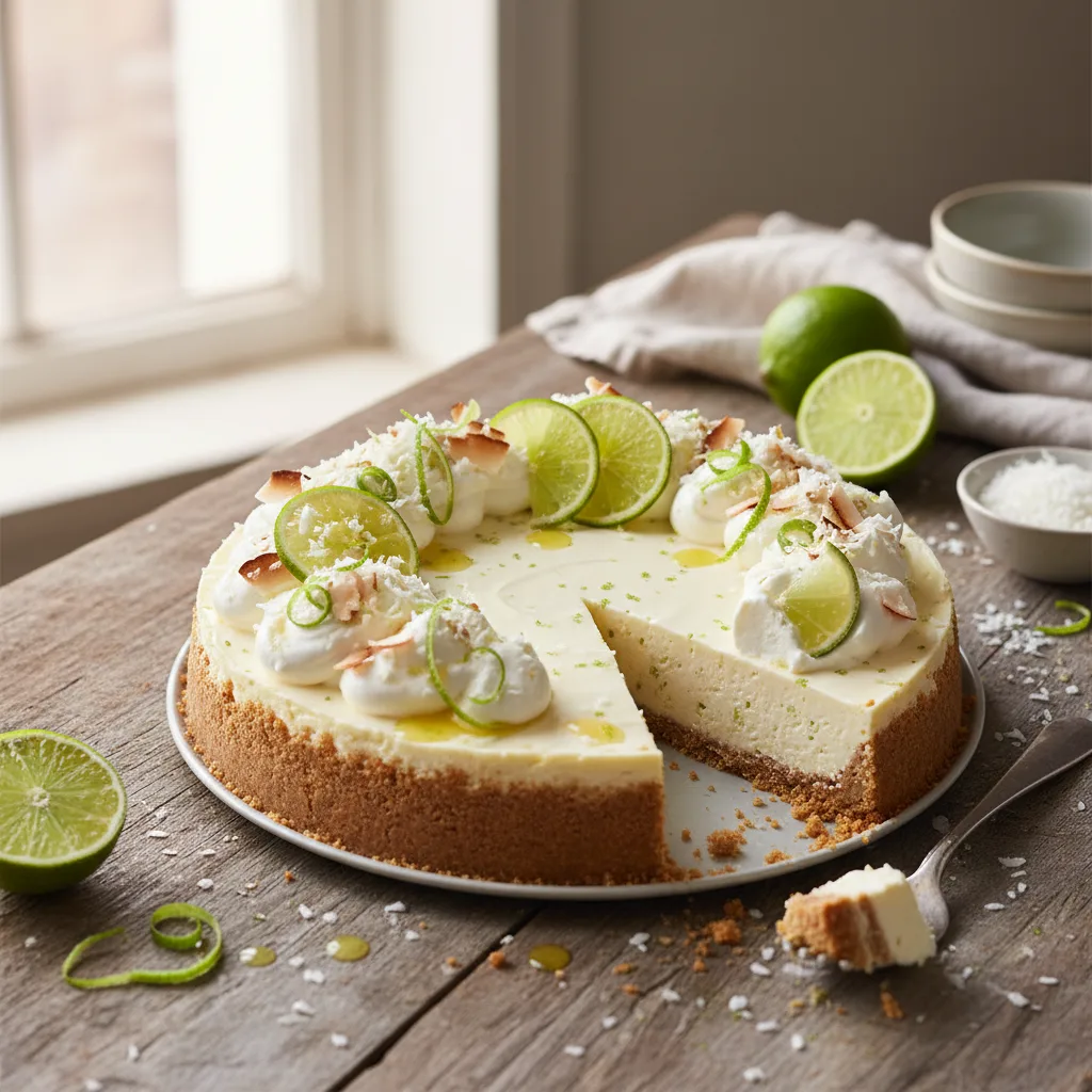 Kokos- och limecheesecake