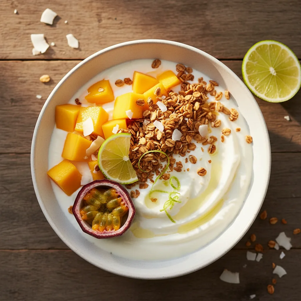 Kokosyoghurt med tropisk frukt