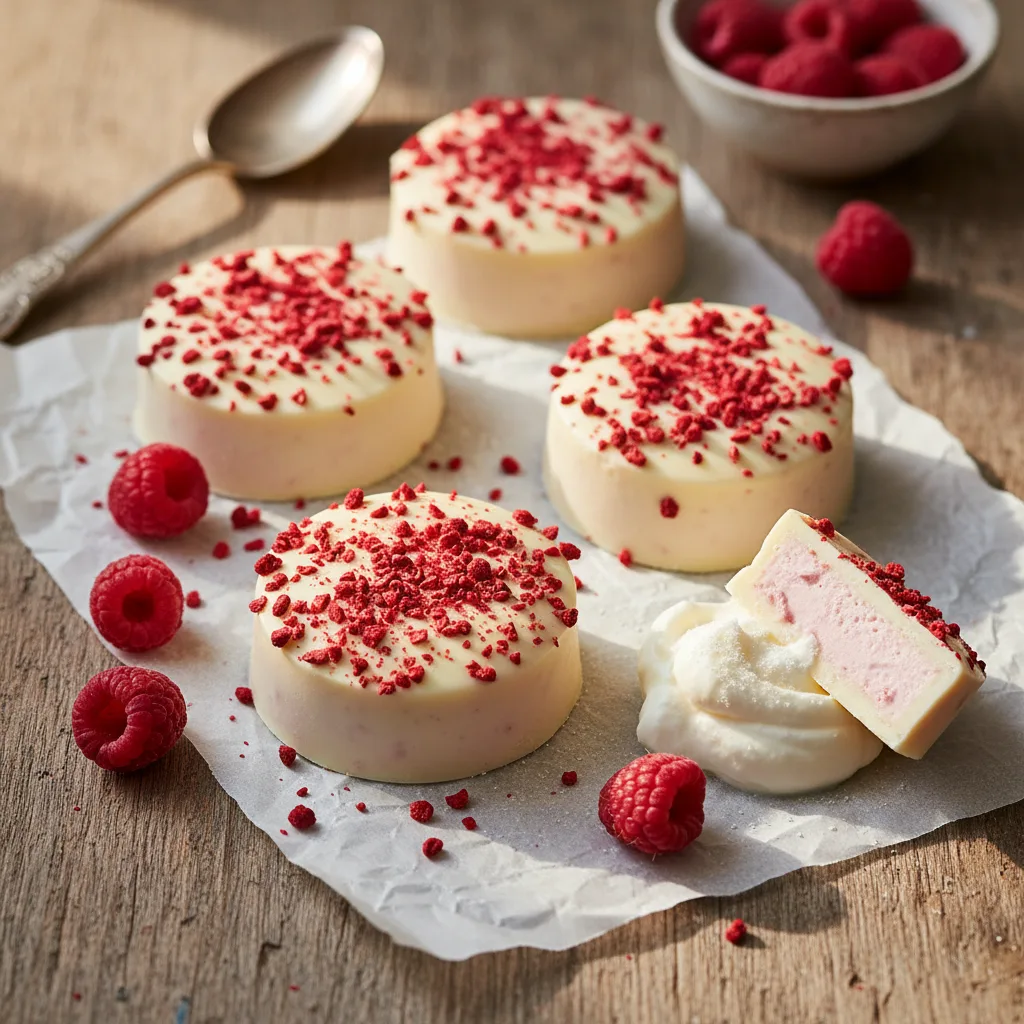 Konfekt med vit choklad och hallon