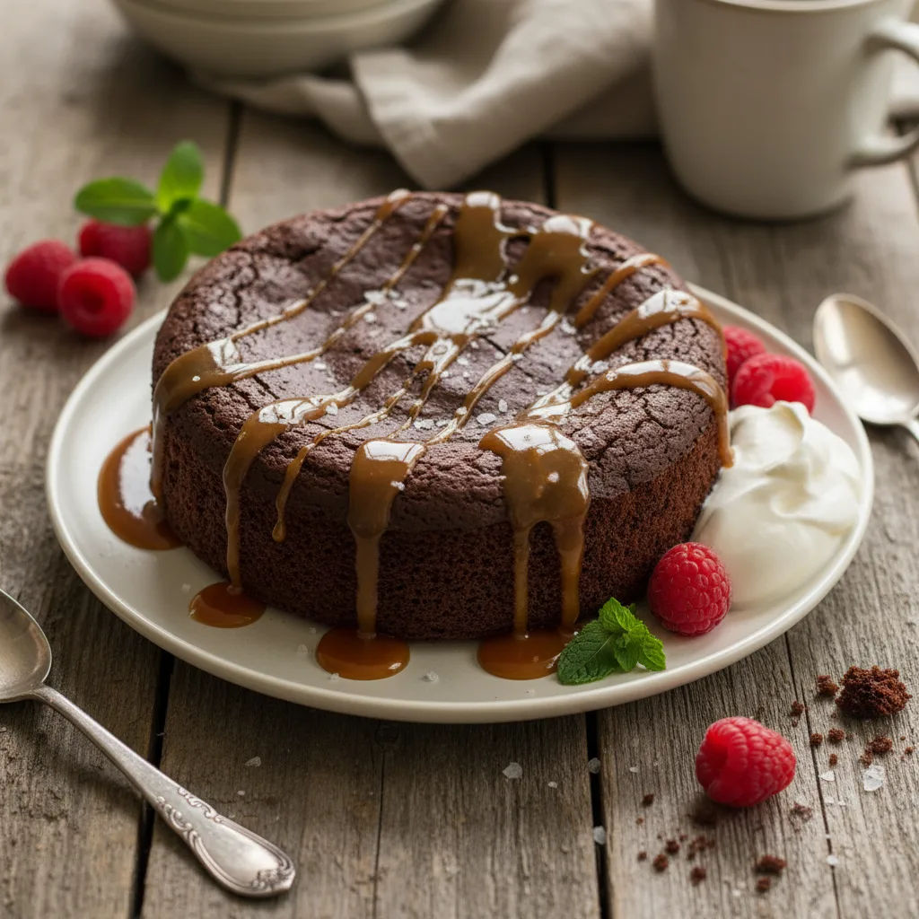 Krämig Kladdkaka med Salt Kolasås