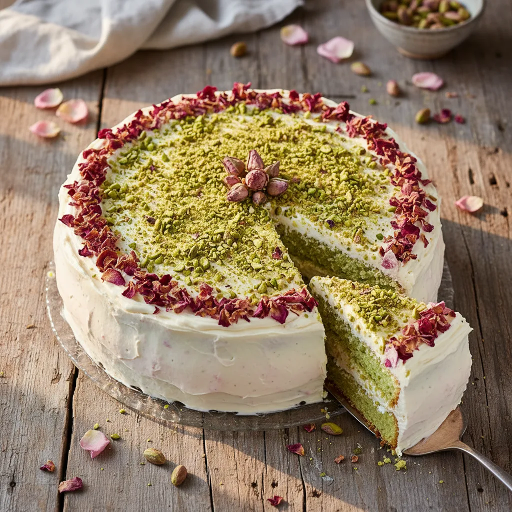 Pistage- och Rosentårta