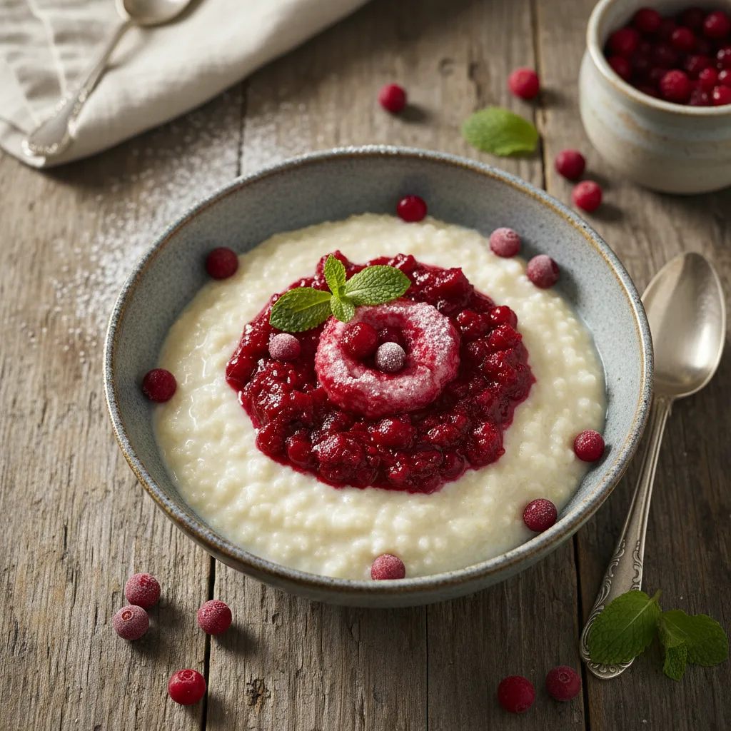 Rårörda lingon med gröt