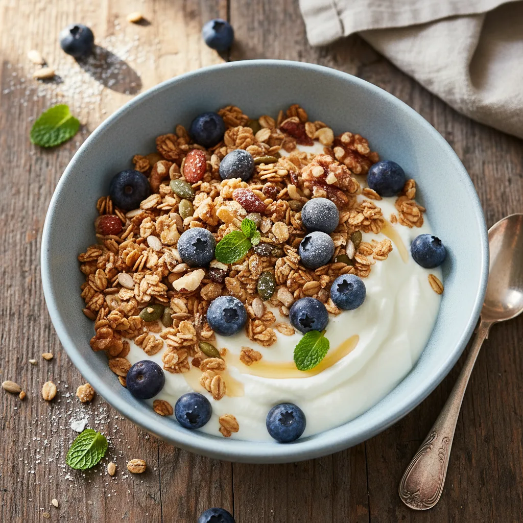 Skyr med granola och blåbär