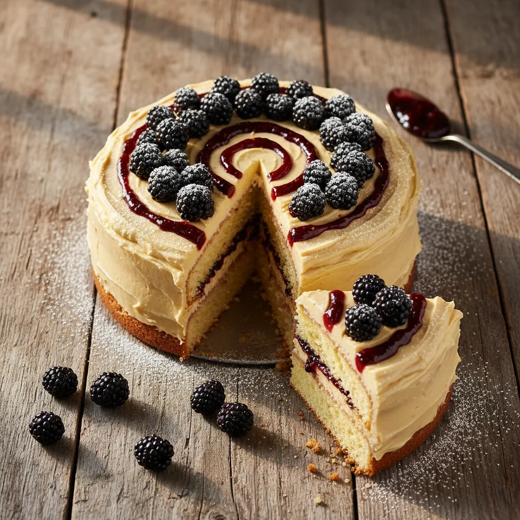 Smörgräddetårta med björnbär