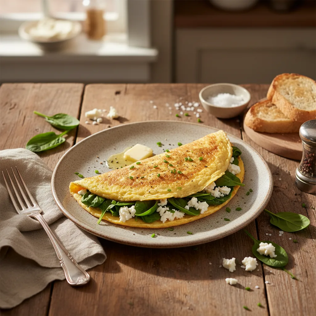 Spenatomelett med getost