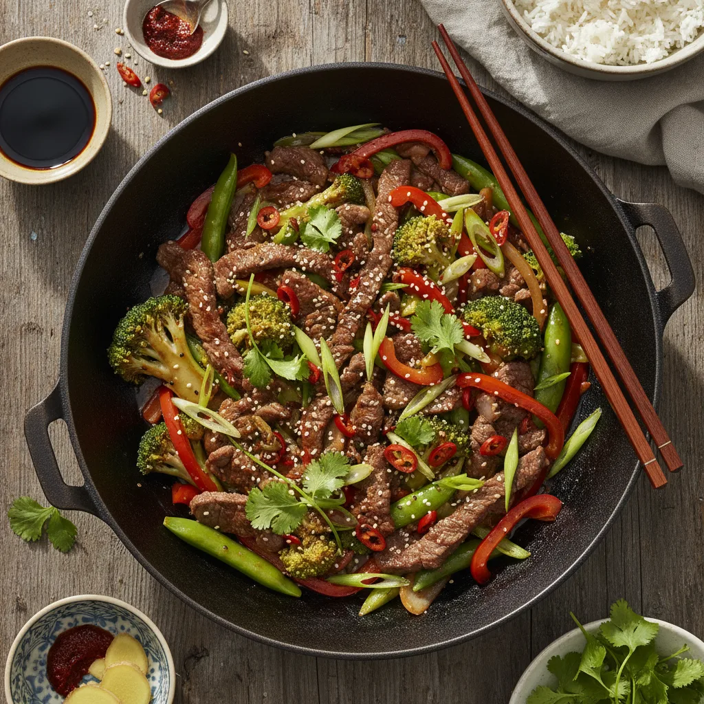 Wok med Nötkött och Oystersås