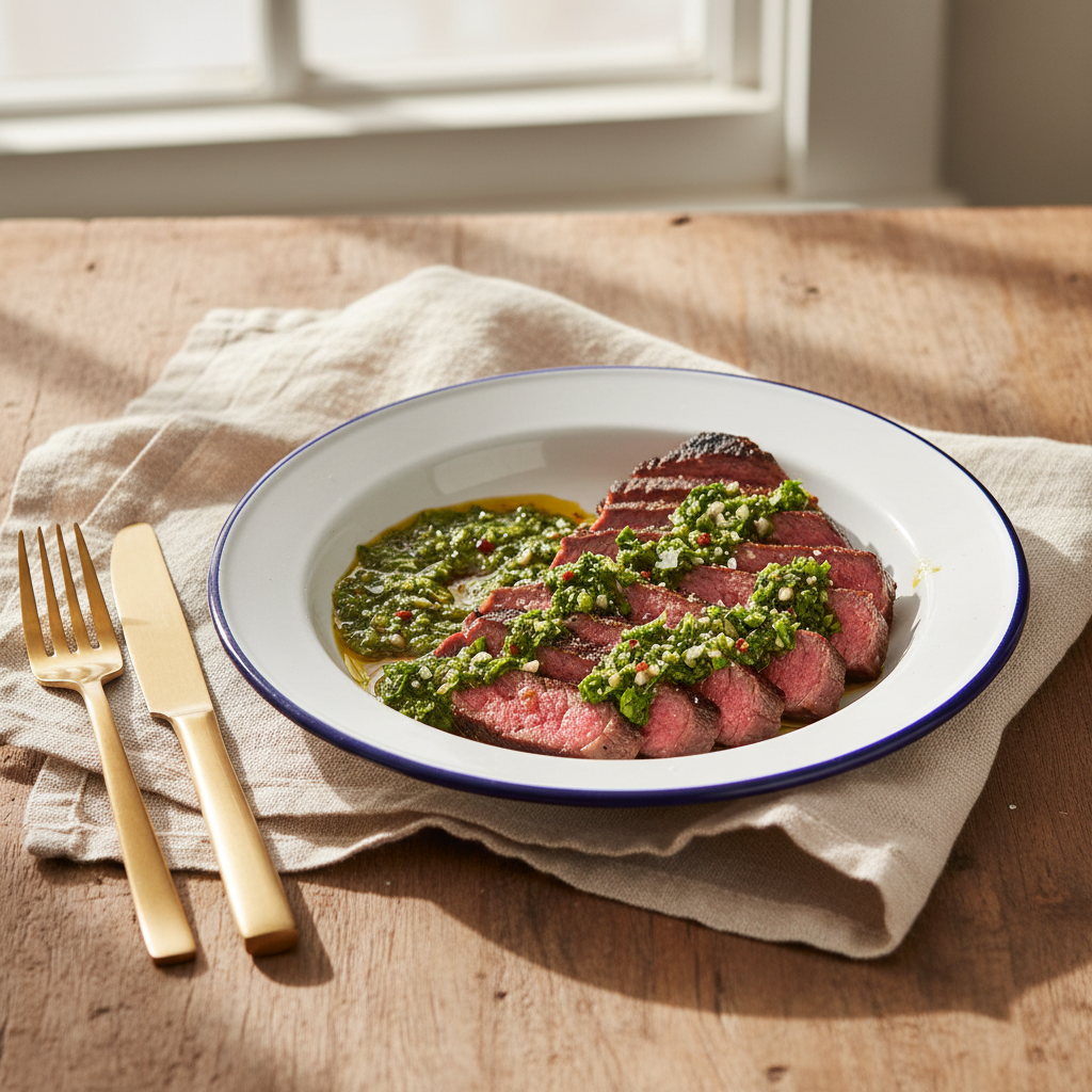 Flankstek med Chimichurri — den ultimata grillsåsen