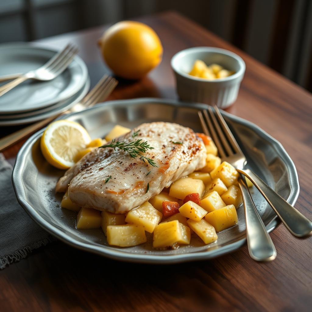 Ugnsstekt kyckling med potatis, citron och örter