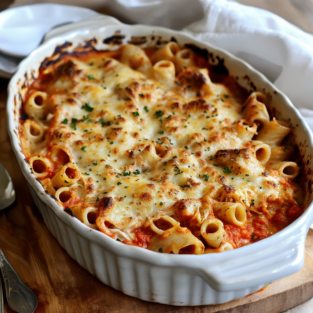 Krämig Ugnspasta med Kyckling och Ost