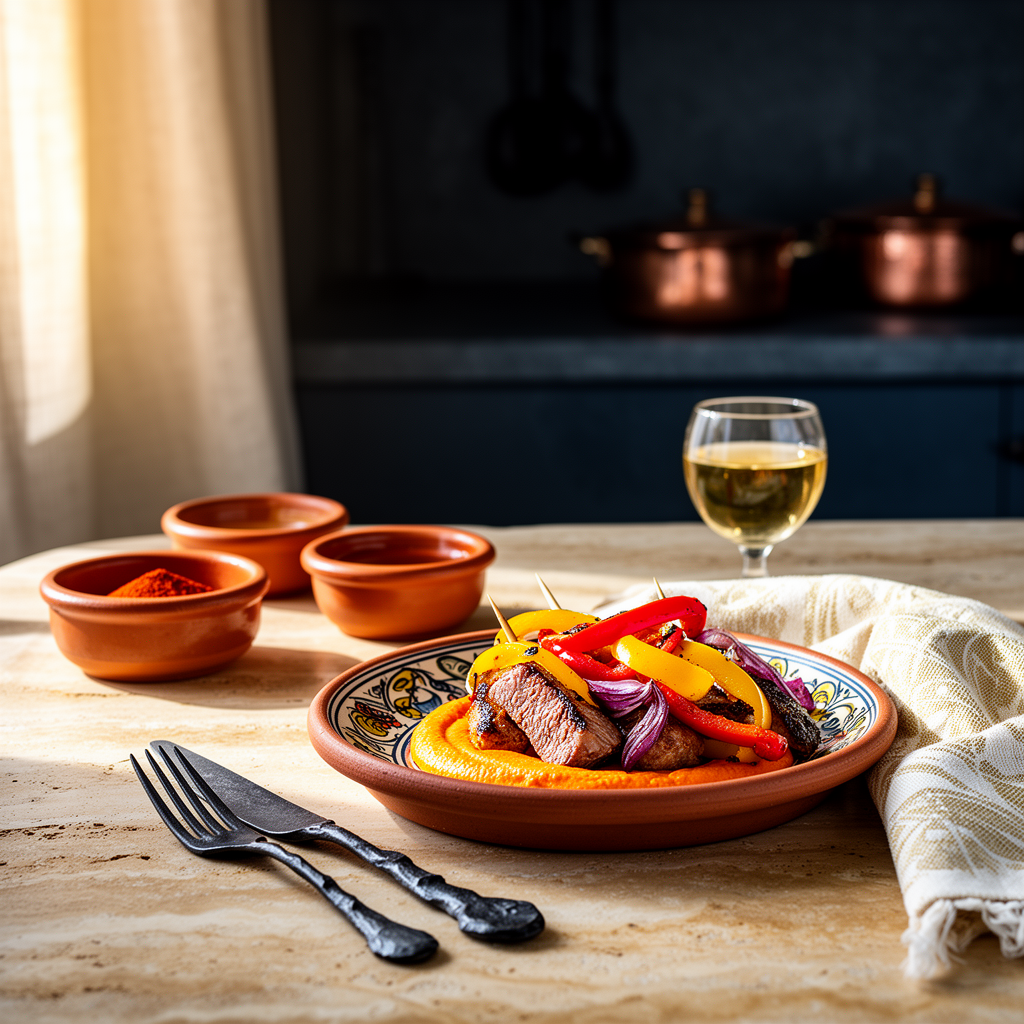 Fläskfiléspett med Paprika och Rökt Paprikakräm