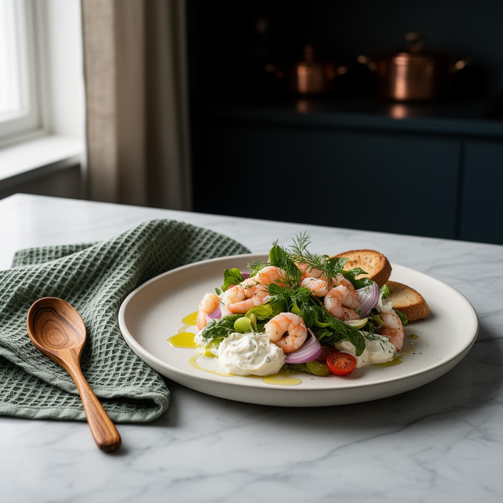 Skagensallad på handskalade räkor