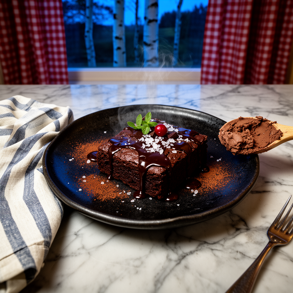 Brynt smörbrownie med havssalt