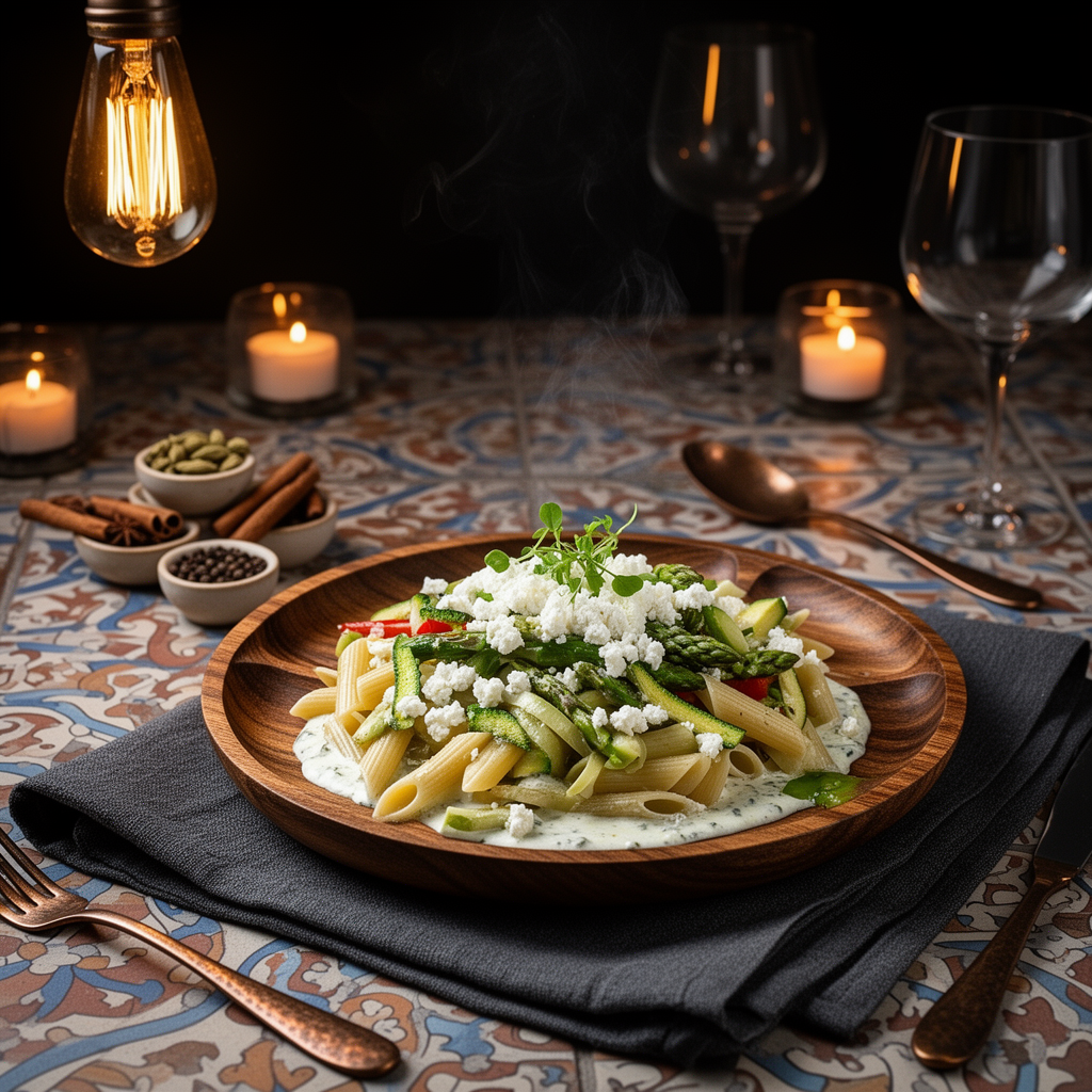Pasta med fetaost och hemlig grönsakssås