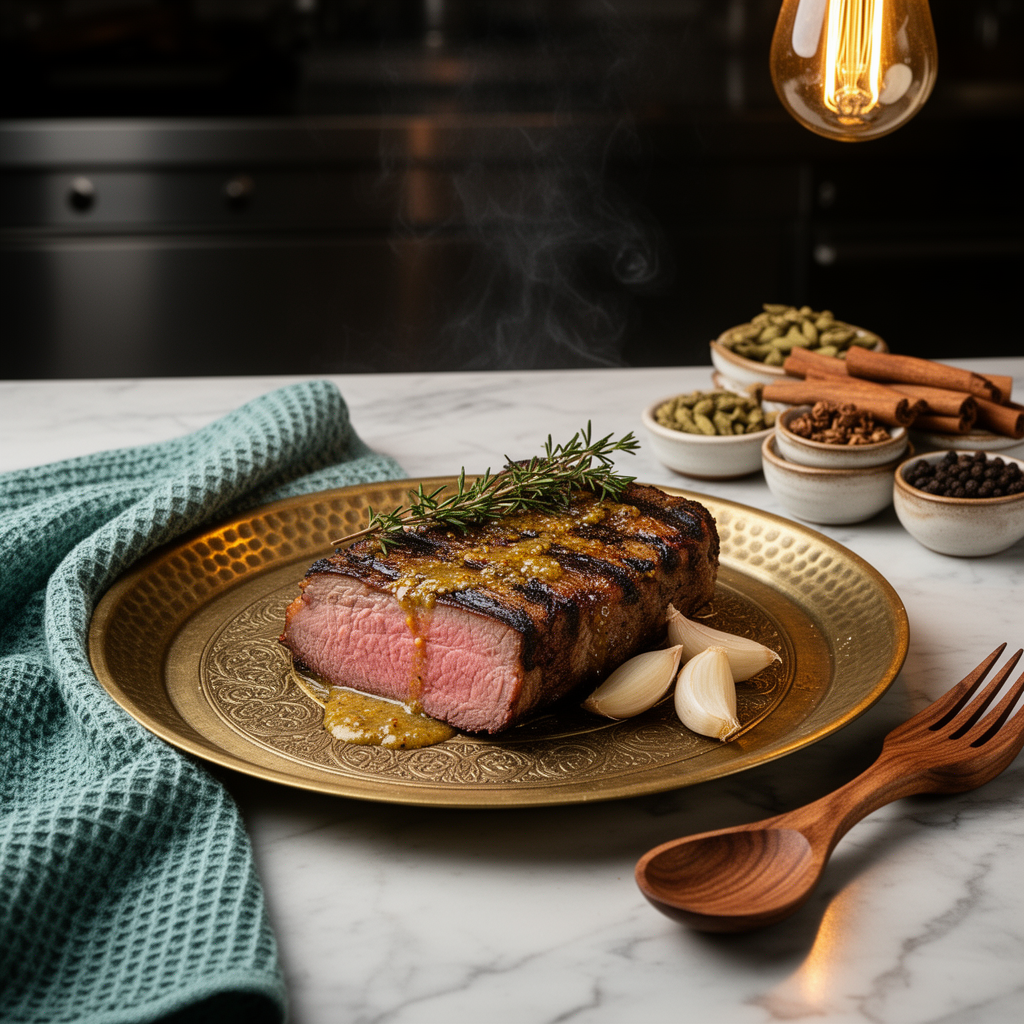 Grillad fläskkarré med äppel- och senapsglaze