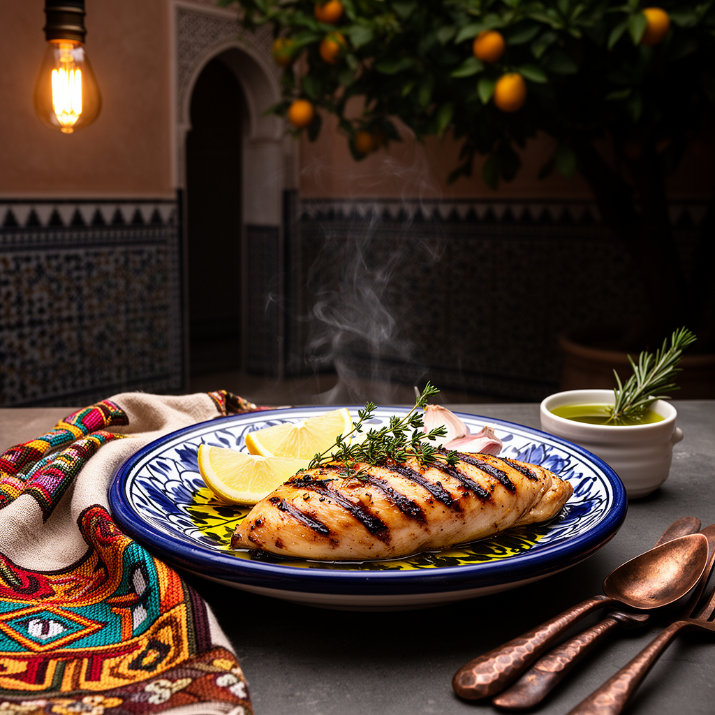 Grillad kyckling i citron- och vitlöksmarinad