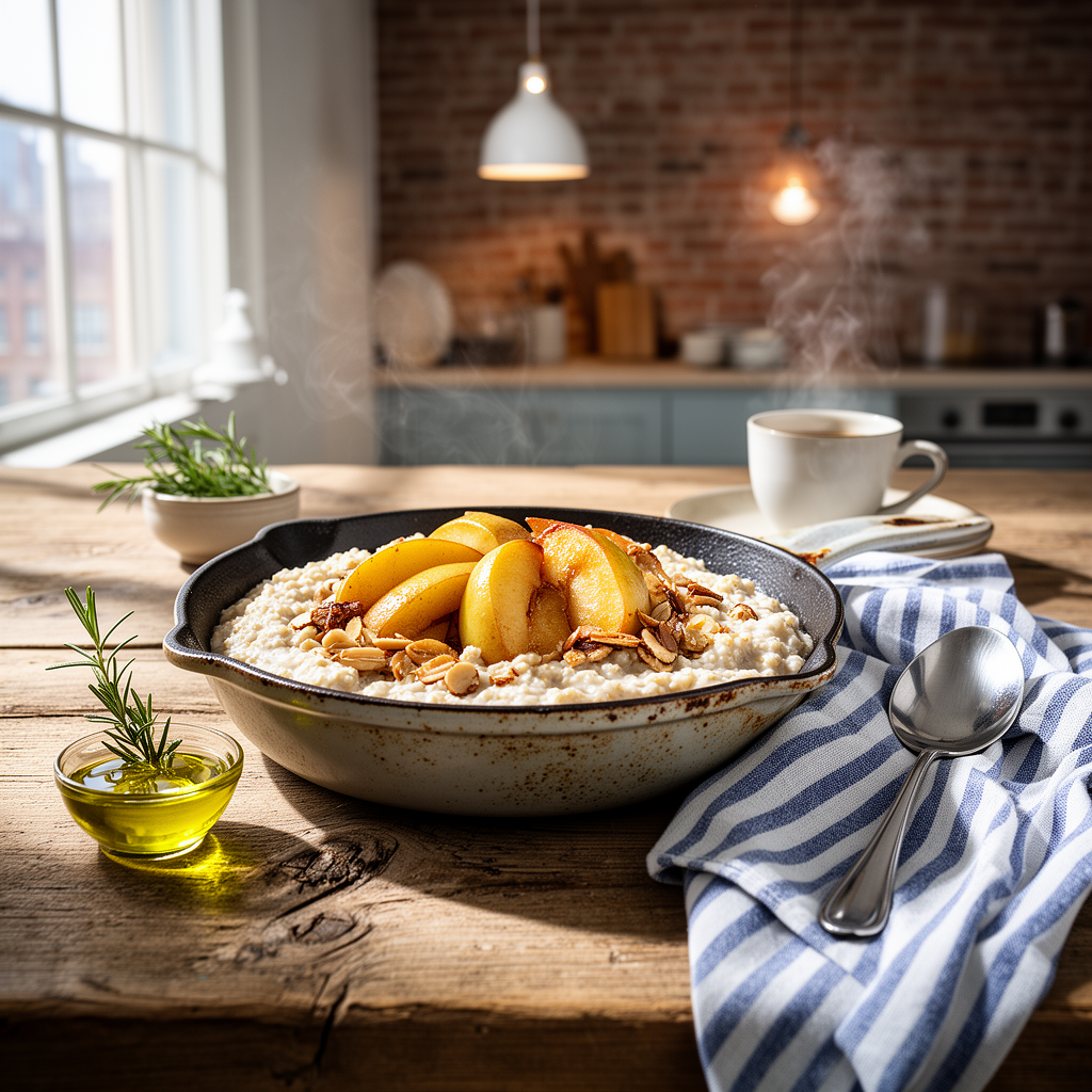 Klassisk svensk havregrynsgröt med kaneläpple