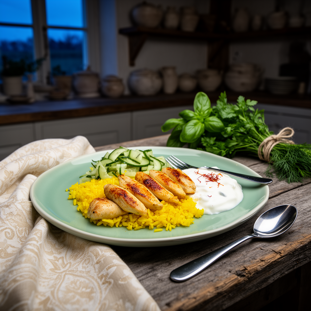 Kycklingspett med yoghurt- och saffransmarinad