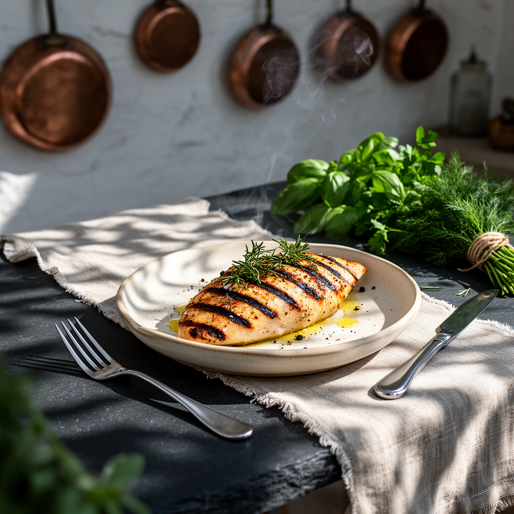 Grillad kyckling i örtmarinad med citron och vitlök