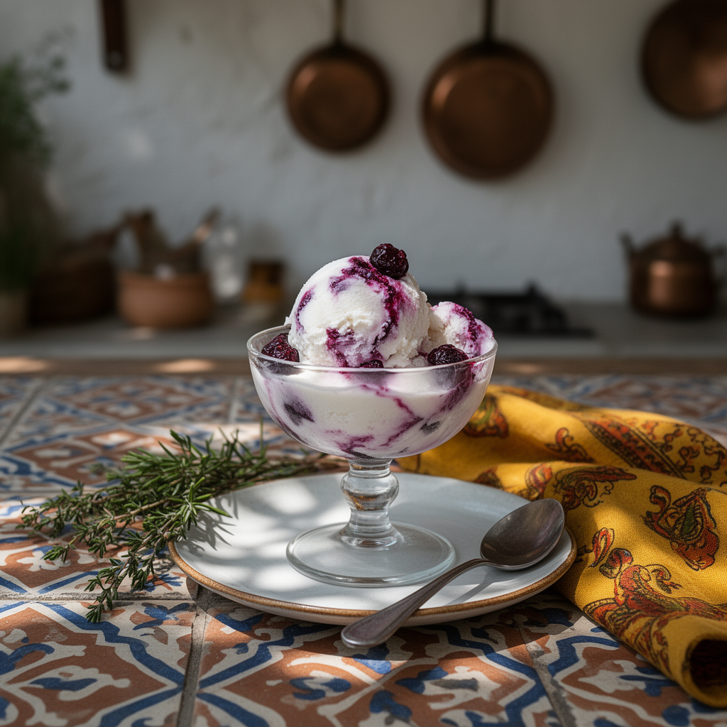 Amarena – krämig gräddgelato med syrliga amarenakörsbär