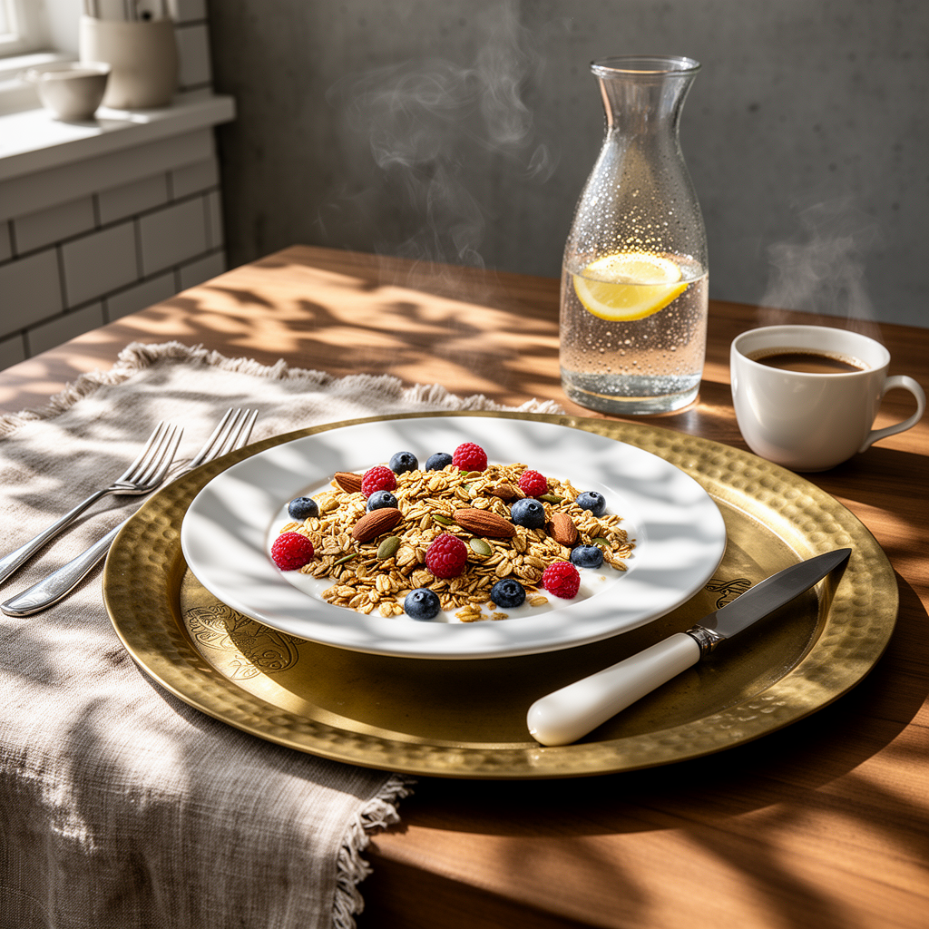 Hemrostad havregranola med filmjölk och sommarbär