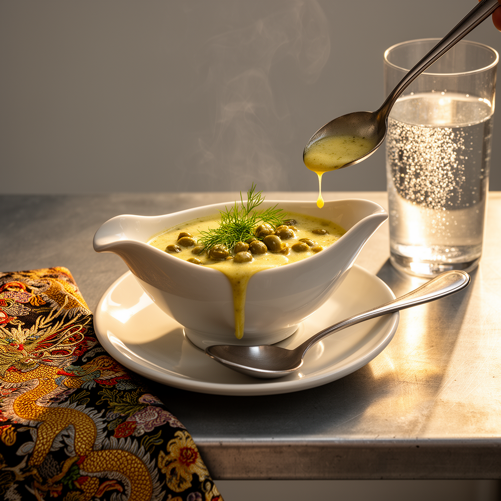 Brynt smörsås med citron, kapris och dill