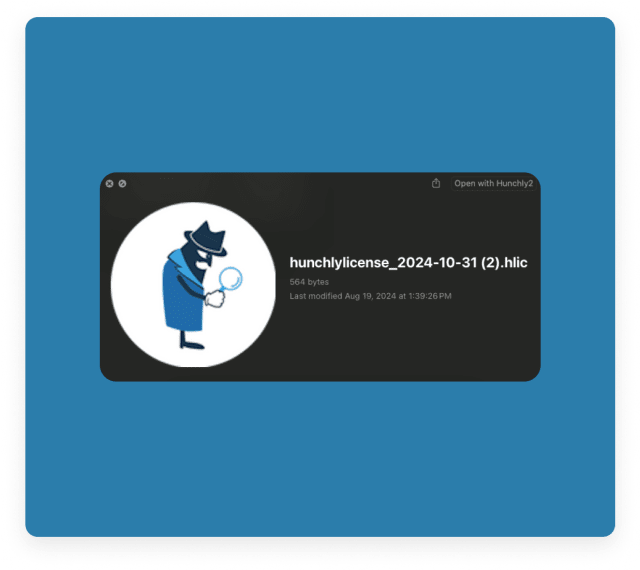 Hunchly license file screenshot