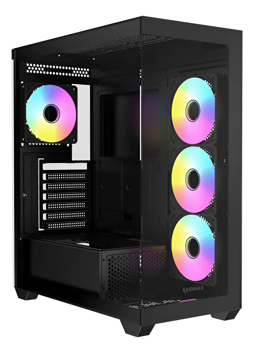 Gabinete Gamer Raidmax Infinita I800 Negro Ventilador Triple + Ventilador Trasero Argb