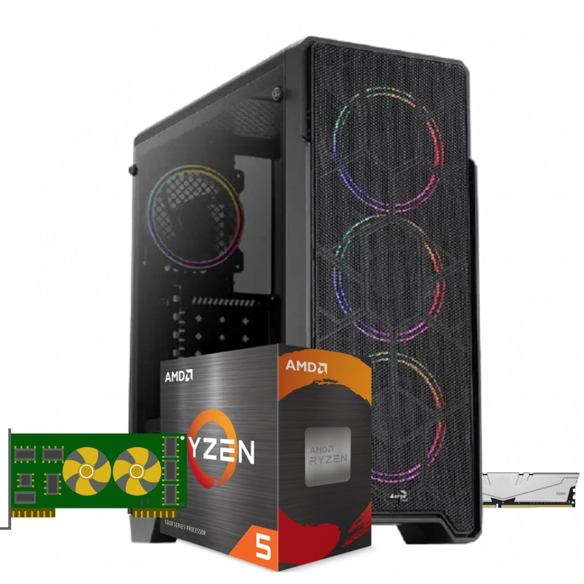 Ryzen 5 5600X DDR4 16GB Geforce GTX 1660 6GB 500GB Ore Vidrio RGB