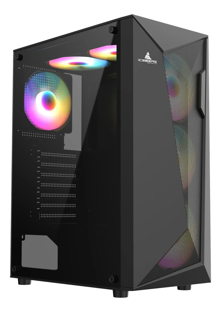Gabinete Caja Atx Gamer Iceberg Flow D Negro 4 Vents Argb