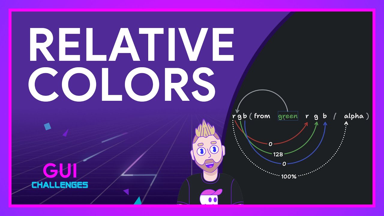 Avatar is shown next to a syntax breakdown visual of css relative color syntax