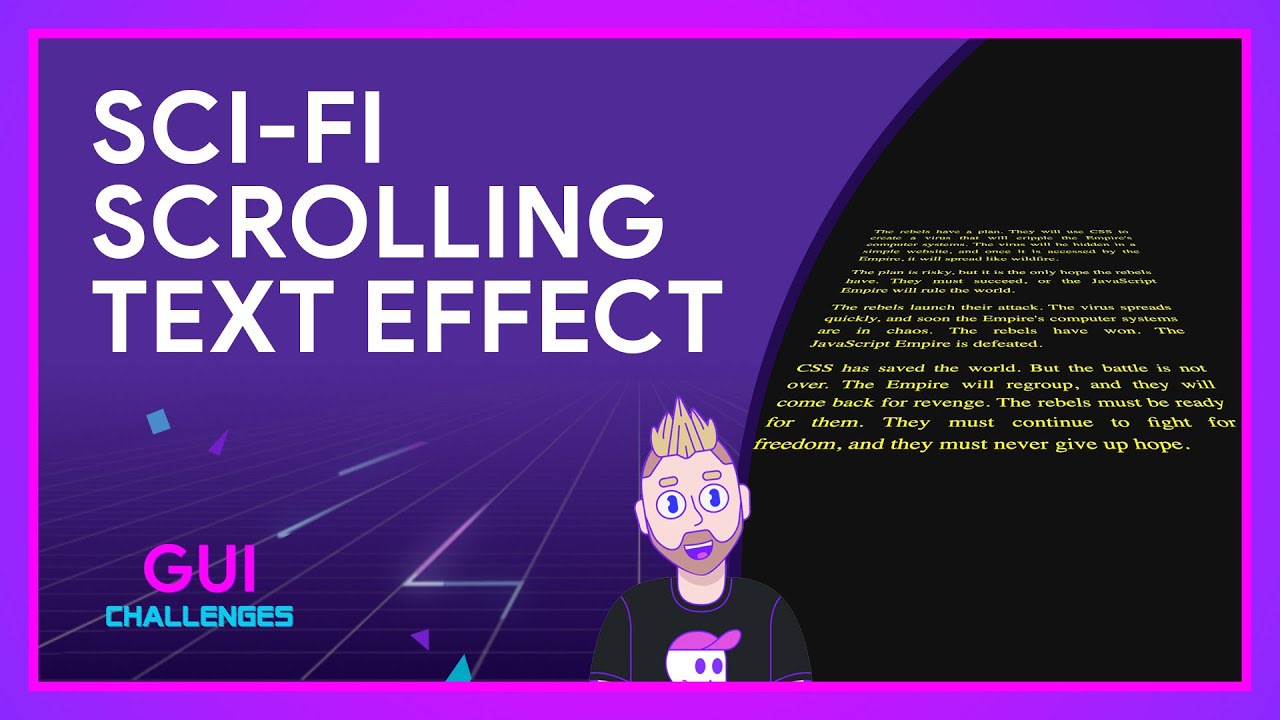 GUI Challenges character next to a preview of the 3D tilt vanishing effect