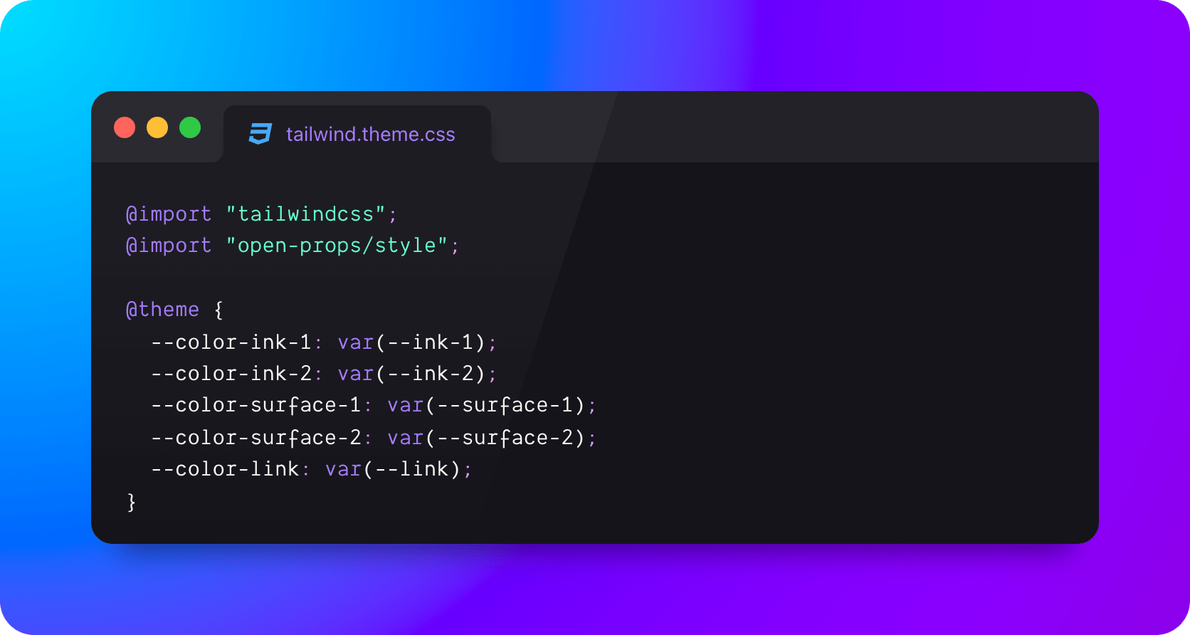 @import "tailwindcss"; @import "open-props/style";
@theme {
  --color-ink-1: var(--ink-1);
  --color-ink-2: var(--ink-2);
  --color-surface-1: var(--surface-1);
  --color-surface-2: var(--surface-2);
  --color-link: var(--link);
}
