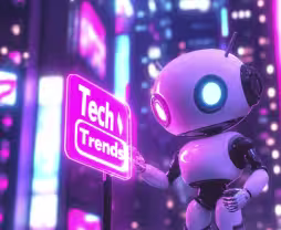 Tech Trends Blog Hero Image showcasing a modern, AI-powered platform for technology insights