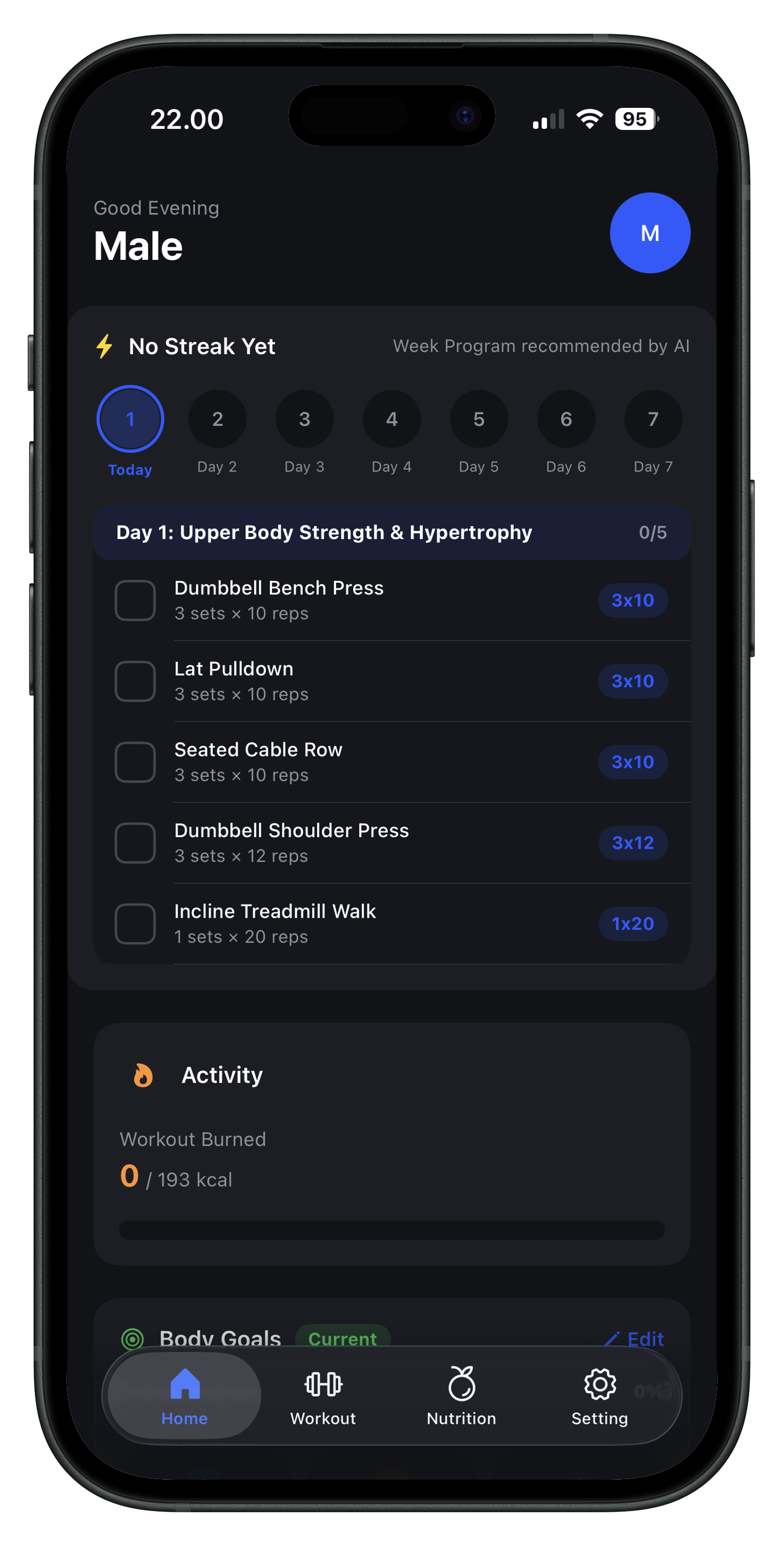 KoalaFit home screen on iPhone