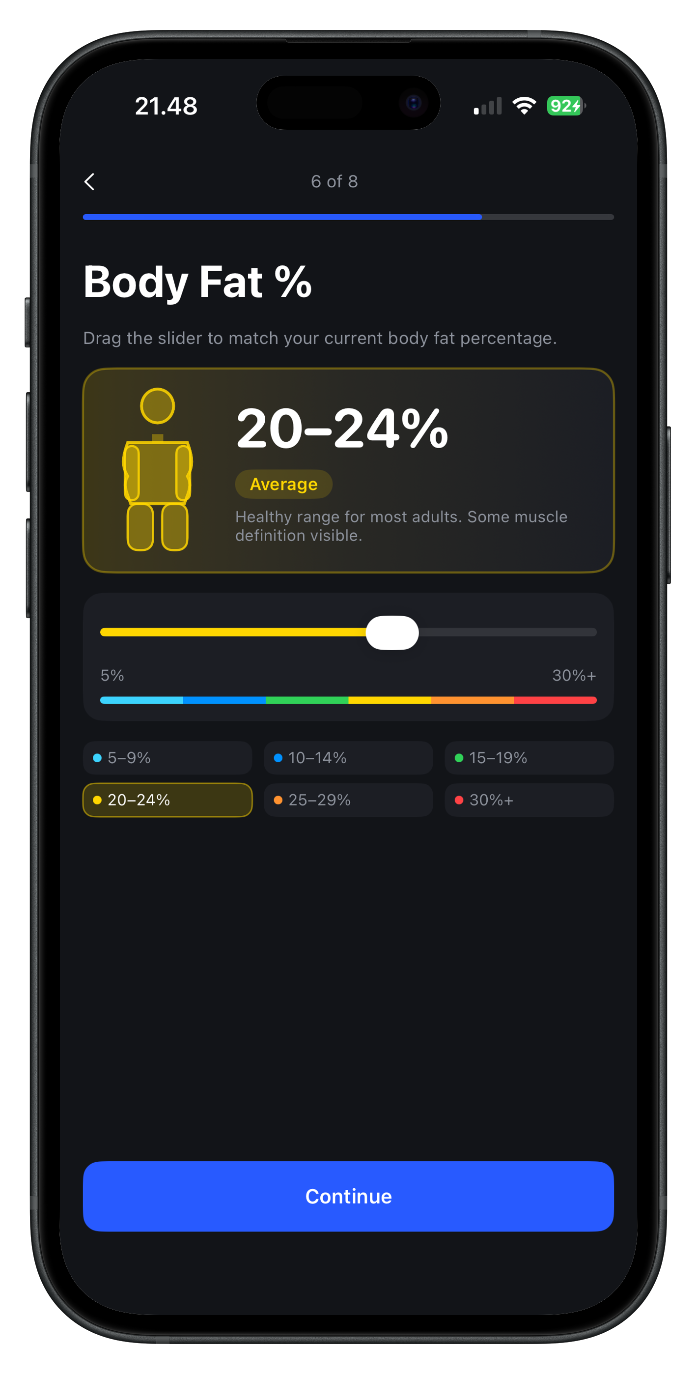Onboarding — body fat percentage