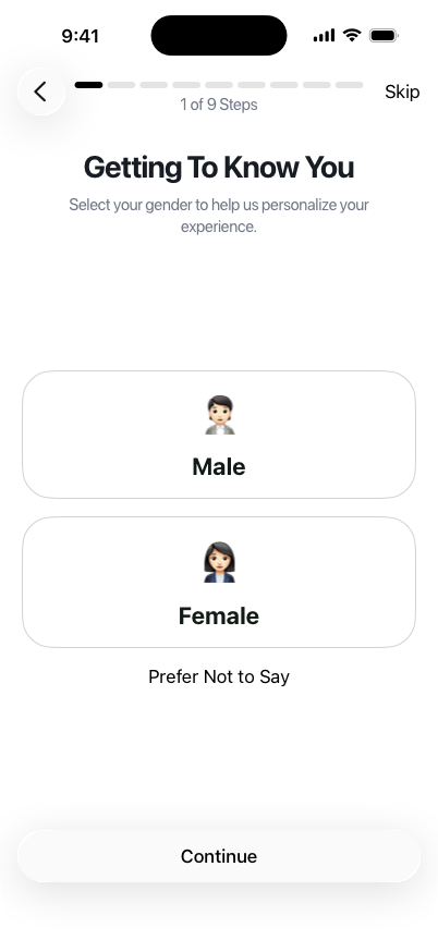 Onboarding — select gender