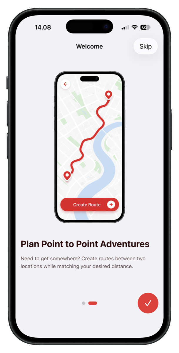 Onboarding, Plan Point to Point Adventures