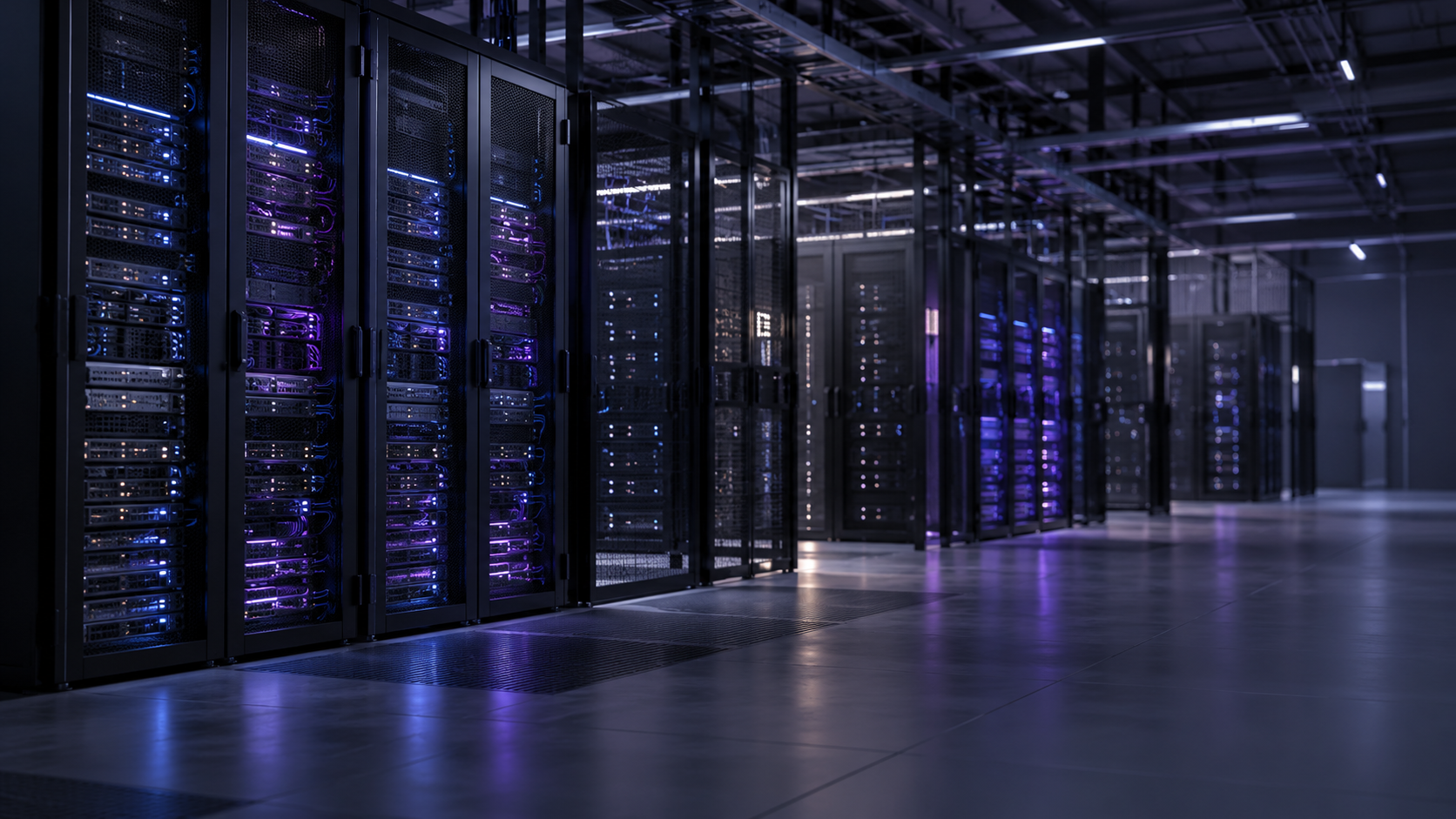 Rows of servers inside a modern cloud data center illustrating shared infrastructure and hardware isolation challenges in confidential computing.