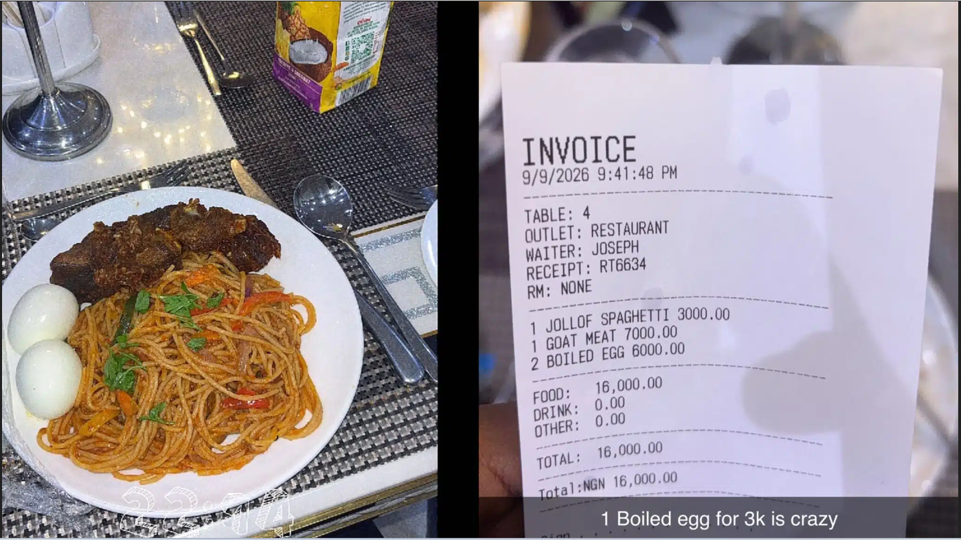 Man Reacts After Restaurant Charges ₦6,000 for Two Boiled Eggs
