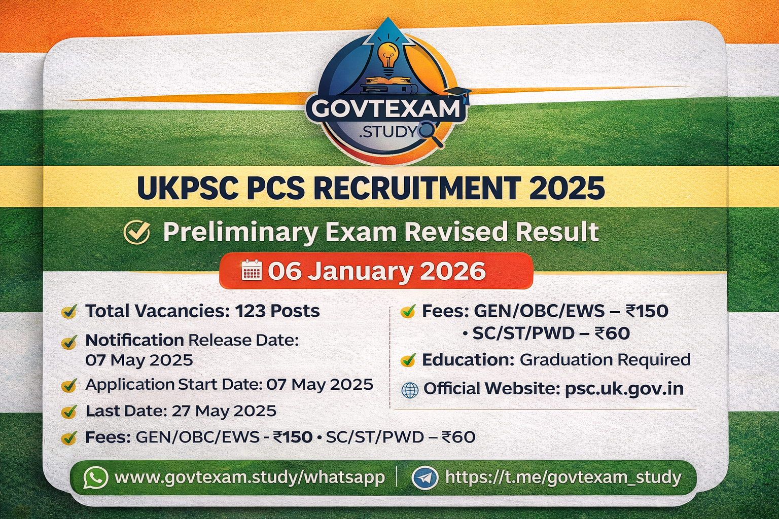 UKPSC PCS 2025 Preliminary Revised Result Out: Download Merit List PDF Official Notification