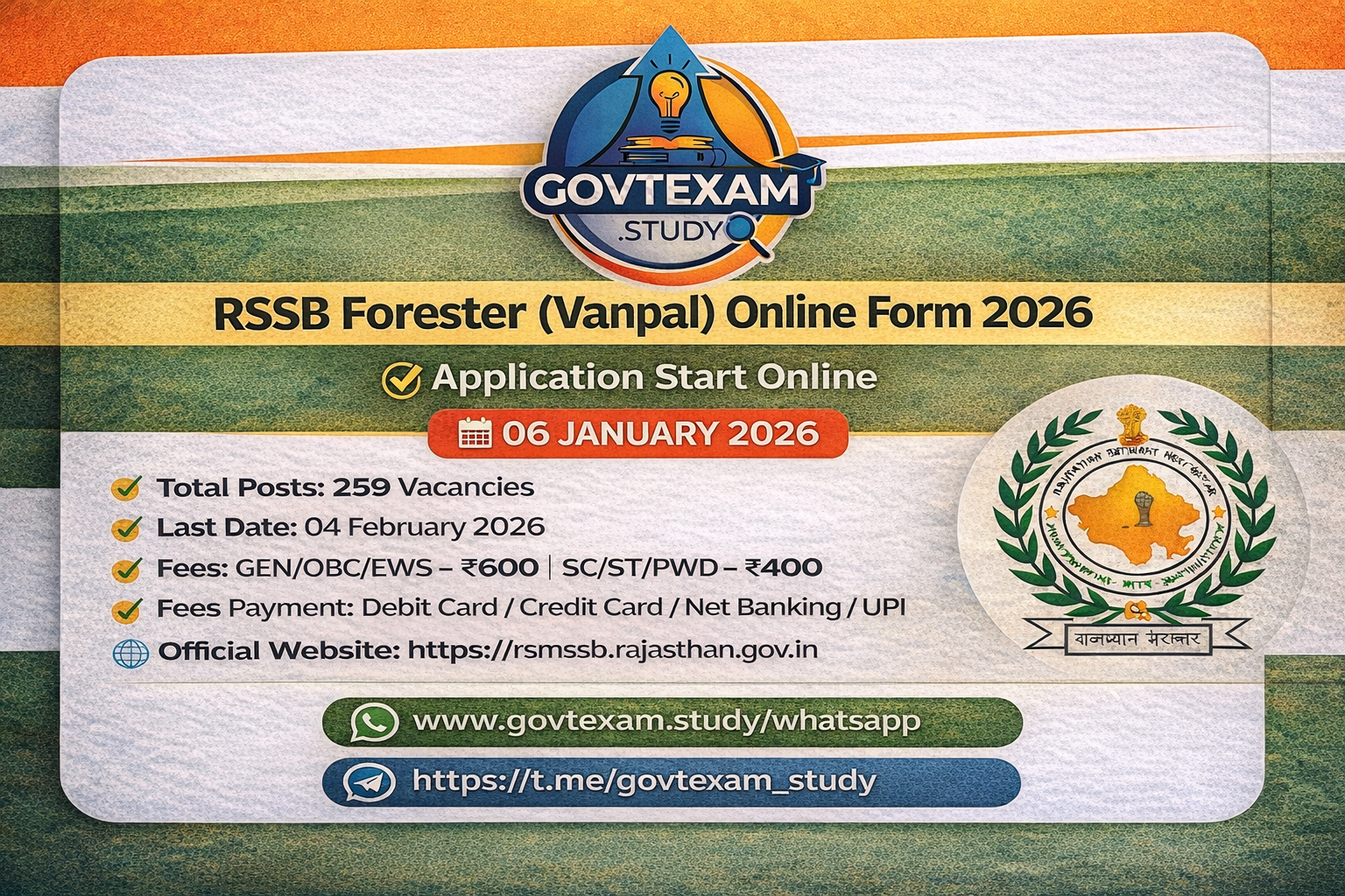 Rajasthan Forester Recruitment 2026: Last Day to Apply Today Official Notification