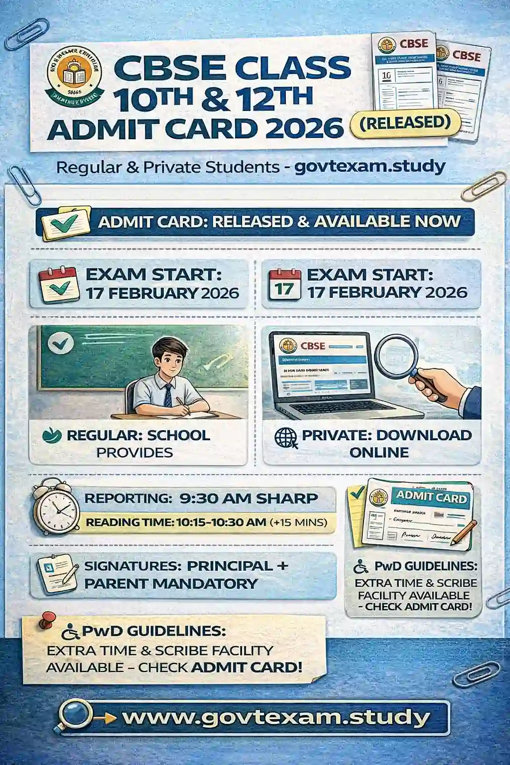 CBSE 10th & 12th Admit Card 2026 Out: Download Board Exam Hall Ticket Official Notification