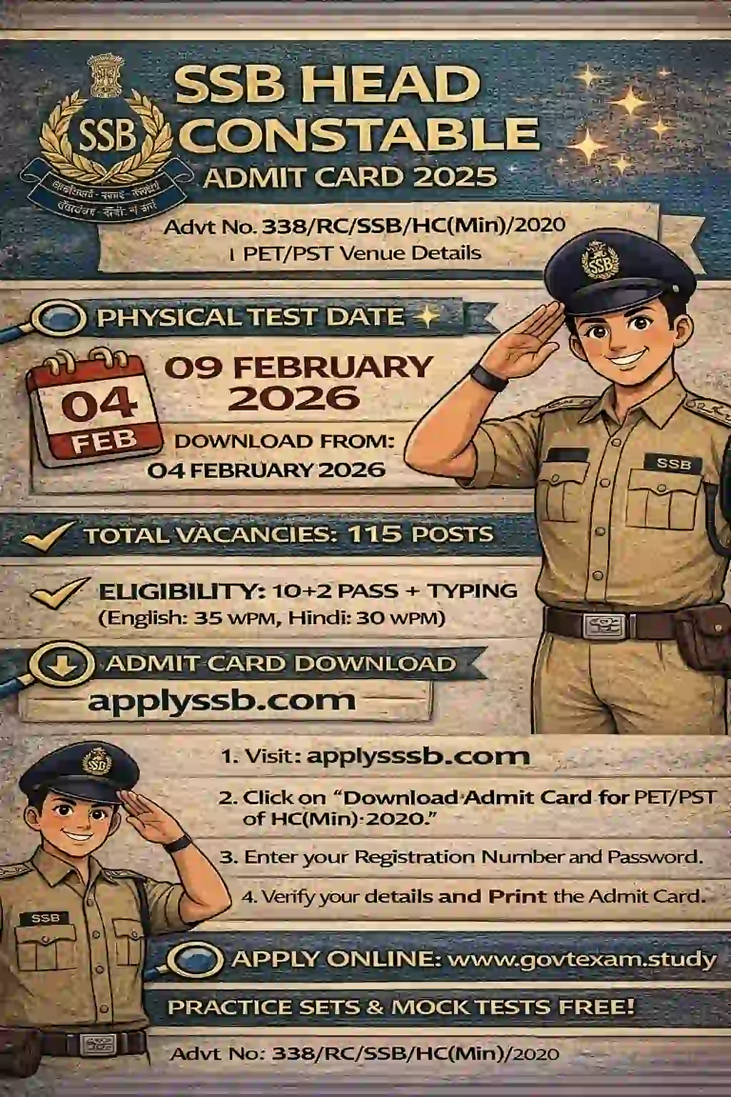 SSB HC Ministerial Admit Card 2026 (Out): Download Hall Ticket Official Notification