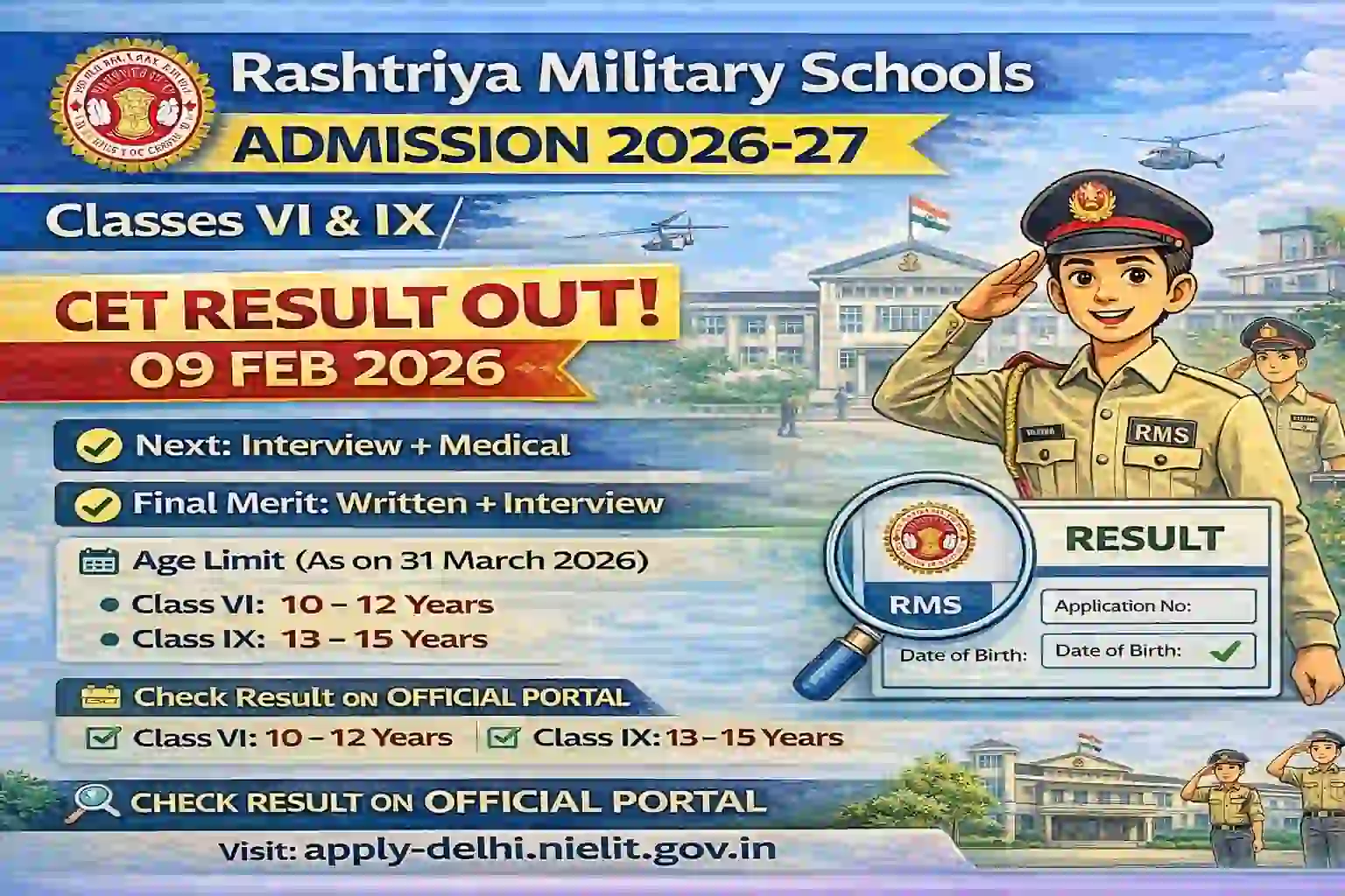 RMS CET Result 2025 Out: Check Class 6 & 9 Cutoff Marks Official Notification