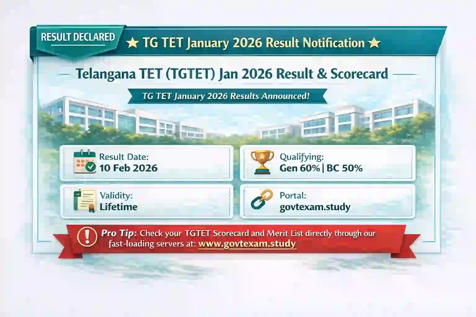 TGTET Result 2026 Scorecard & Certificate Details