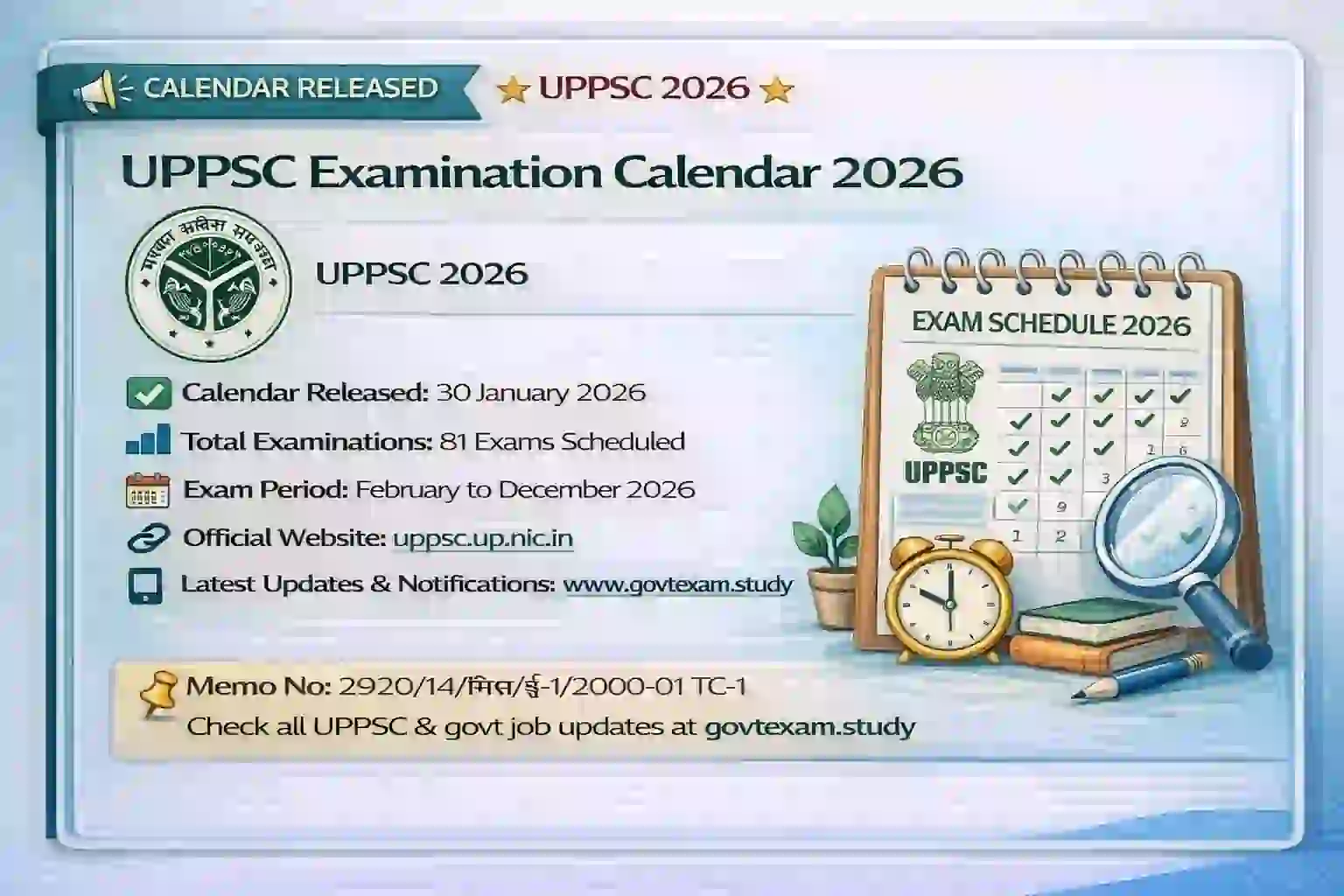 UPPSC Exam Calendar 2026: 81 Exams Schedule & Dates Out Official Notification