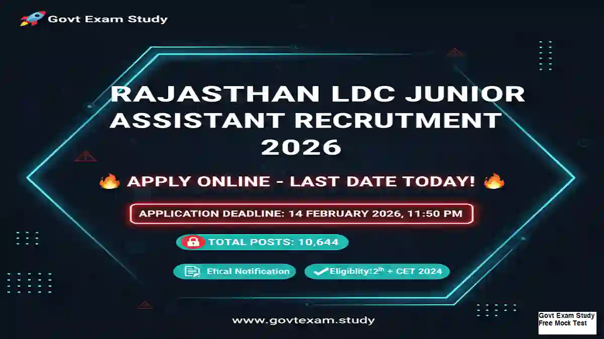 Rajasthan LDC Recruitment 2026 - Last Date Today to Apply Official Notification