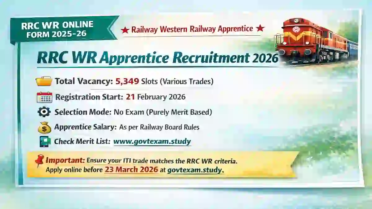 RRC Western Railway Apprentice Recruitment 2026 apply online 5349 posts railway apprentice vacancy western railway