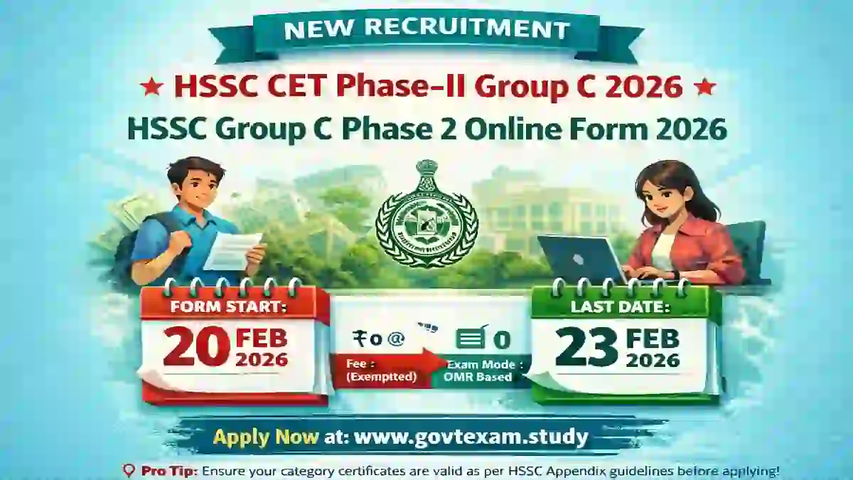 HSSC CET Group C Phase 2 Recruitment 2026 - Tomorrow Last Day To Apply Official Notification