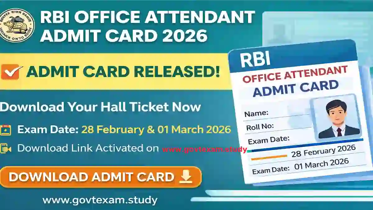 RBI Office Attendant Admit Card 2026 Download Official Notification